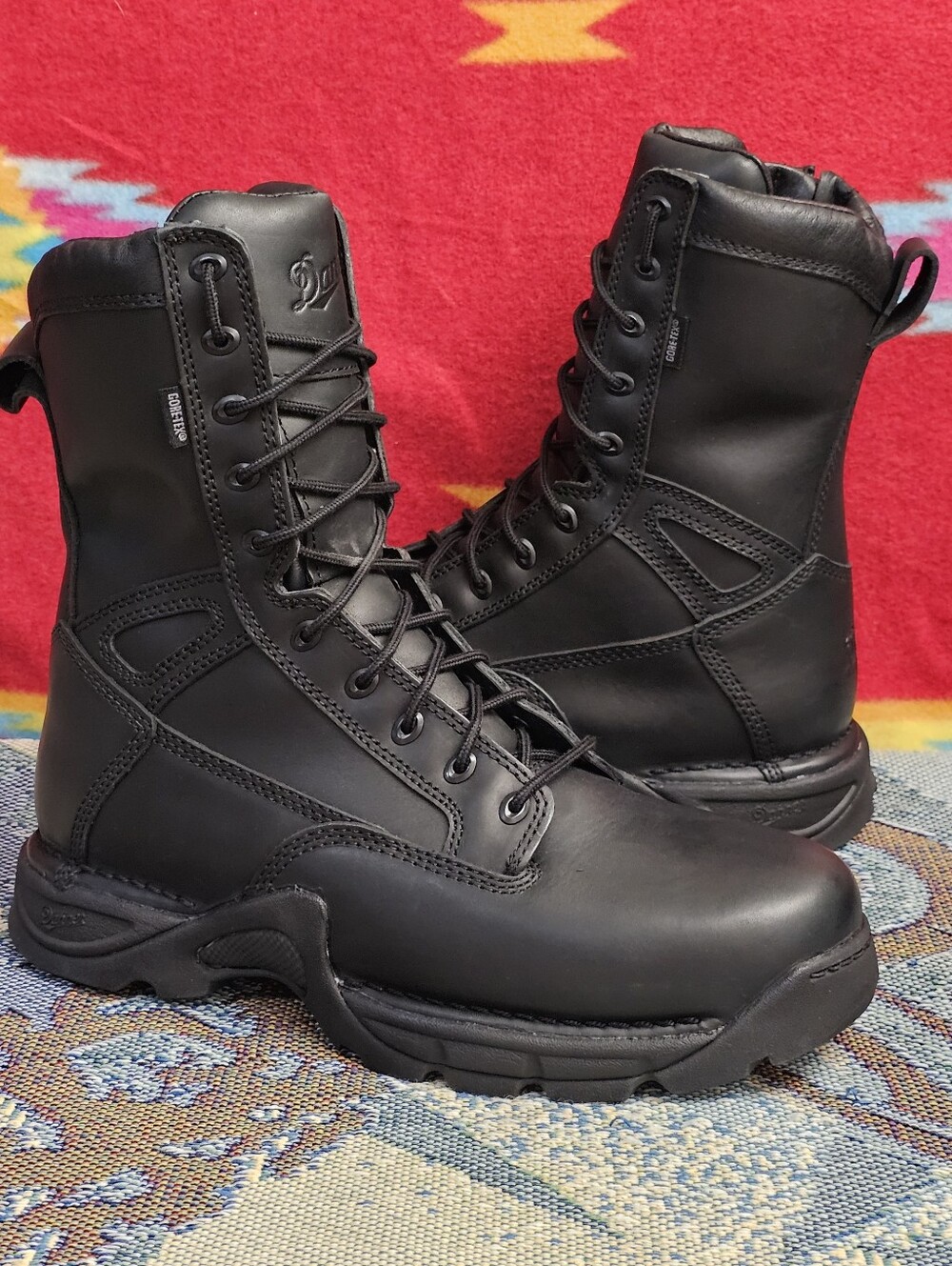 Danner Men's Size 9 Striker II Side Zip 8" Uniform Boots All Leather GTX Black